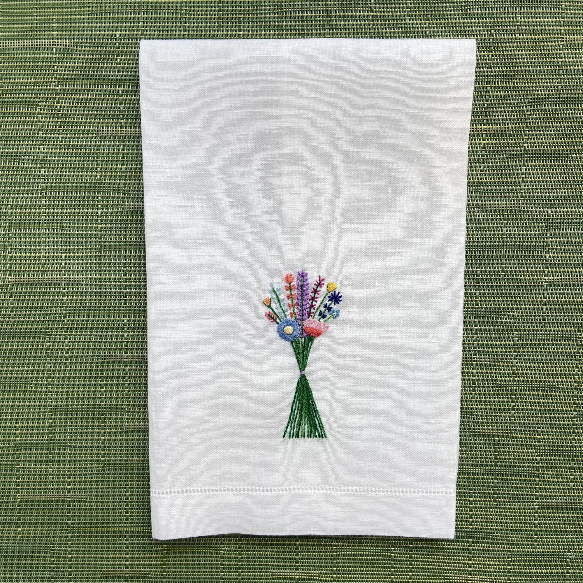 Happy Cactus Designs Hand Embroidered Guest Towel • Design and Image Copyright Happy Cactus Designs