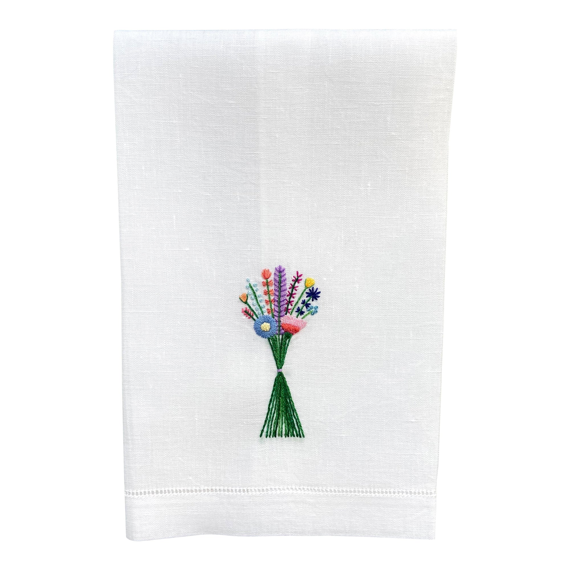 Happy Cactus Designs Hand Embroidered Guest Towel • Design and Image Copyright Happy Cactus Designs