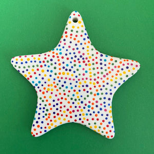 Rainbow Dot 1 - Hand Painted Star Ornament