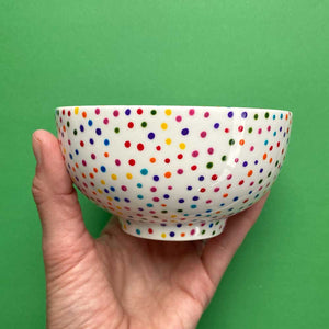 Rainbow Dot 10 - Hand Painted Porcelain Large Bowl