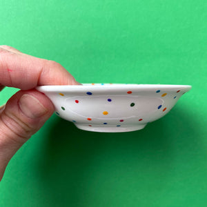 Rainbow Dot All Over 15 - Hand Painted Porcelain Round Bowl