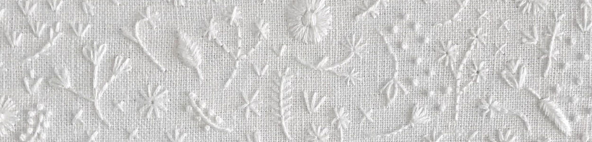 Monochromatic Hand Embroidery - White Thread on White Linen Artwork, P ...