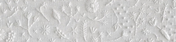 Monochromatic Hand Embroidery - White Thread on White Linen Artwork, P ...