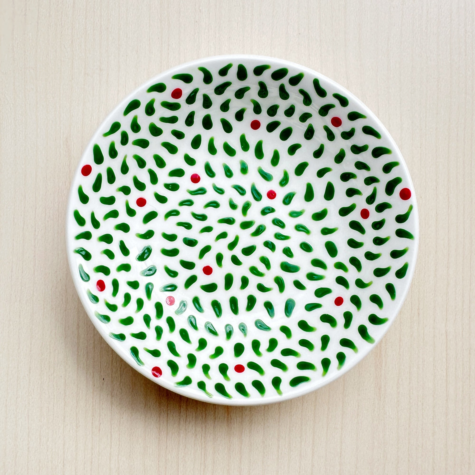 Leaves and Berries - Hand Painted Porcelain Round Bowl