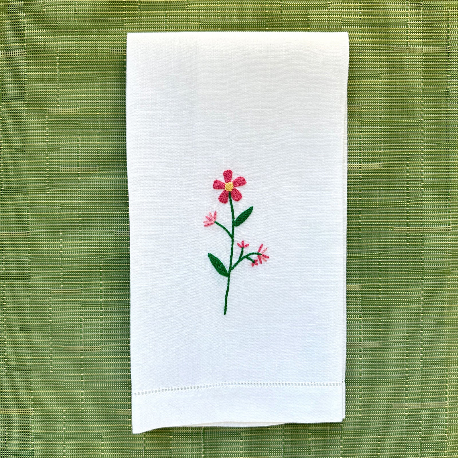 Embroidered Guest Towel - Pink Multi-Tonal Floral Motif