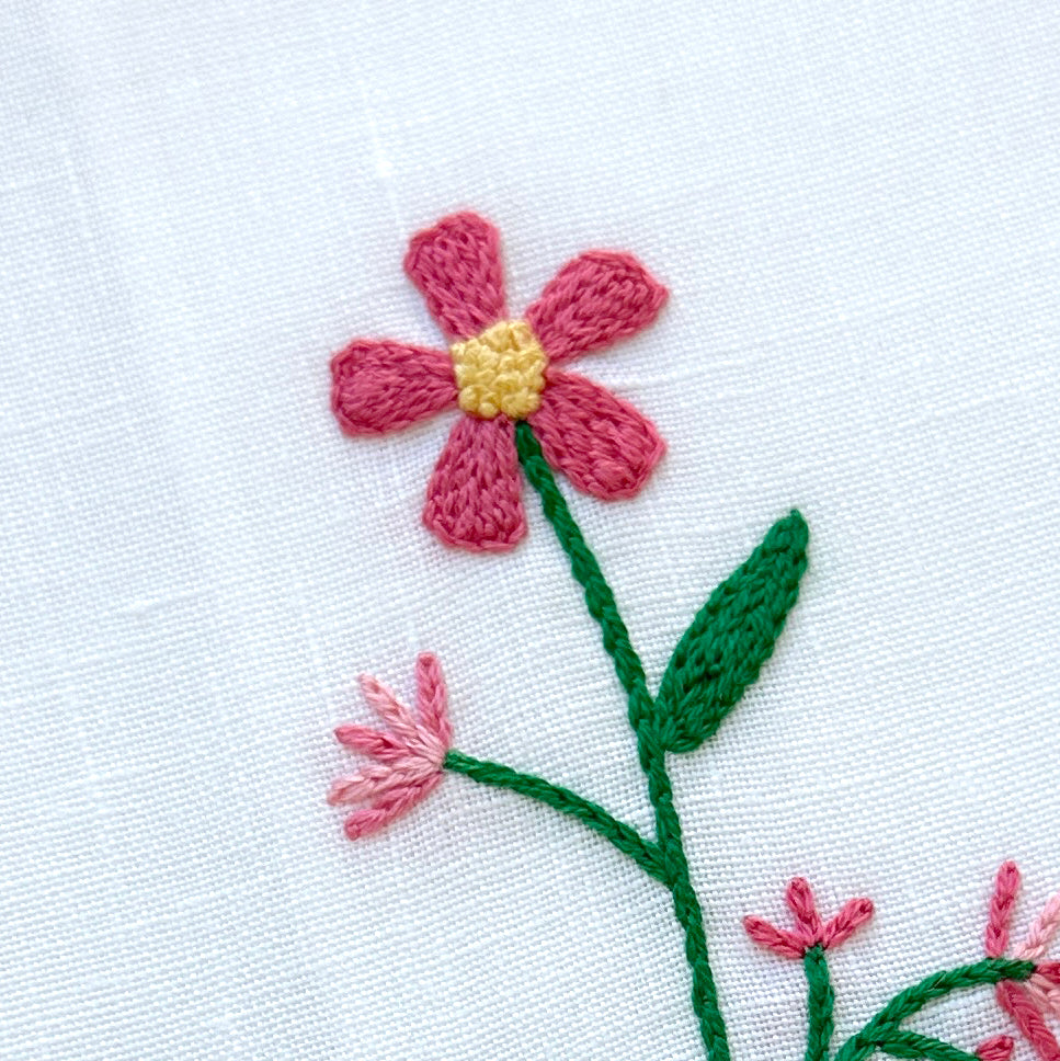 Embroidered Guest Towel - Pink Multi-Tonal Floral Motif