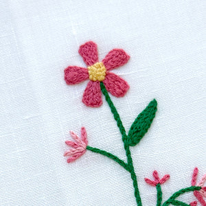 Embroidered Guest Towel - Pink Multi-Tonal Floral Motif