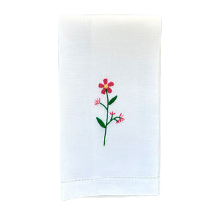 Embroidered Guest Towel - Pink Multi-Tonal Floral Motif
