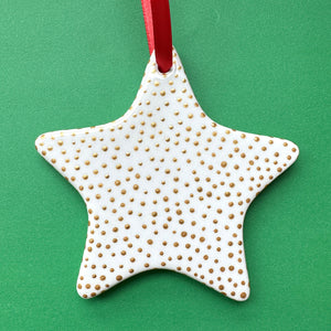 Gold Dot  - Hand Painted Star Ornament