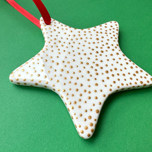 Gold Dot  - Hand Painted Star Ornament