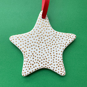 Gold Dot  - Hand Painted Star Ornament