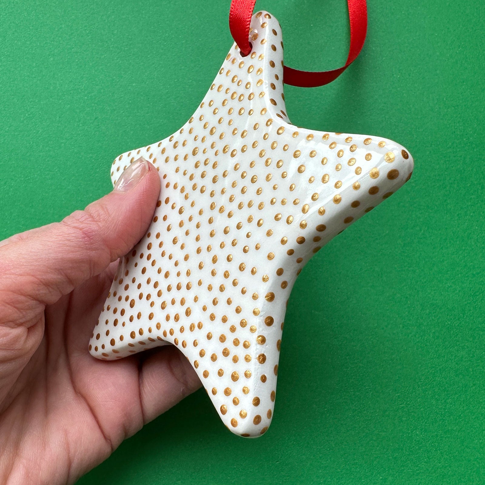 Gold Dot  - Hand Painted Star Ornament