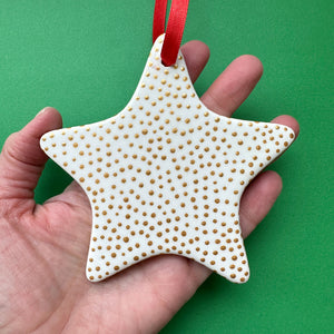 Gold Dot  - Hand Painted Star Ornament