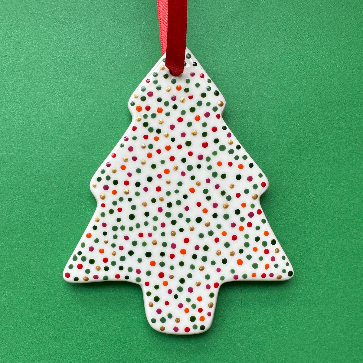 Festive Dot (Green, Gold, Pink, Orange) - Hand Painted Tree Ornament