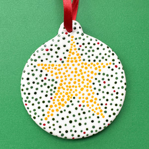 Dotted Star - Hand Painted Round Ornament