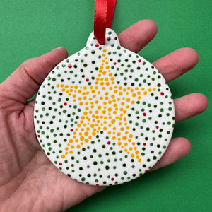 Dotted Star - Hand Painted Round Ornament
