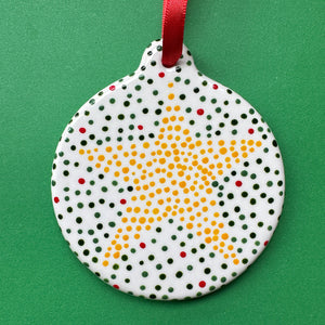 Dotted Star - Hand Painted Round Ornament