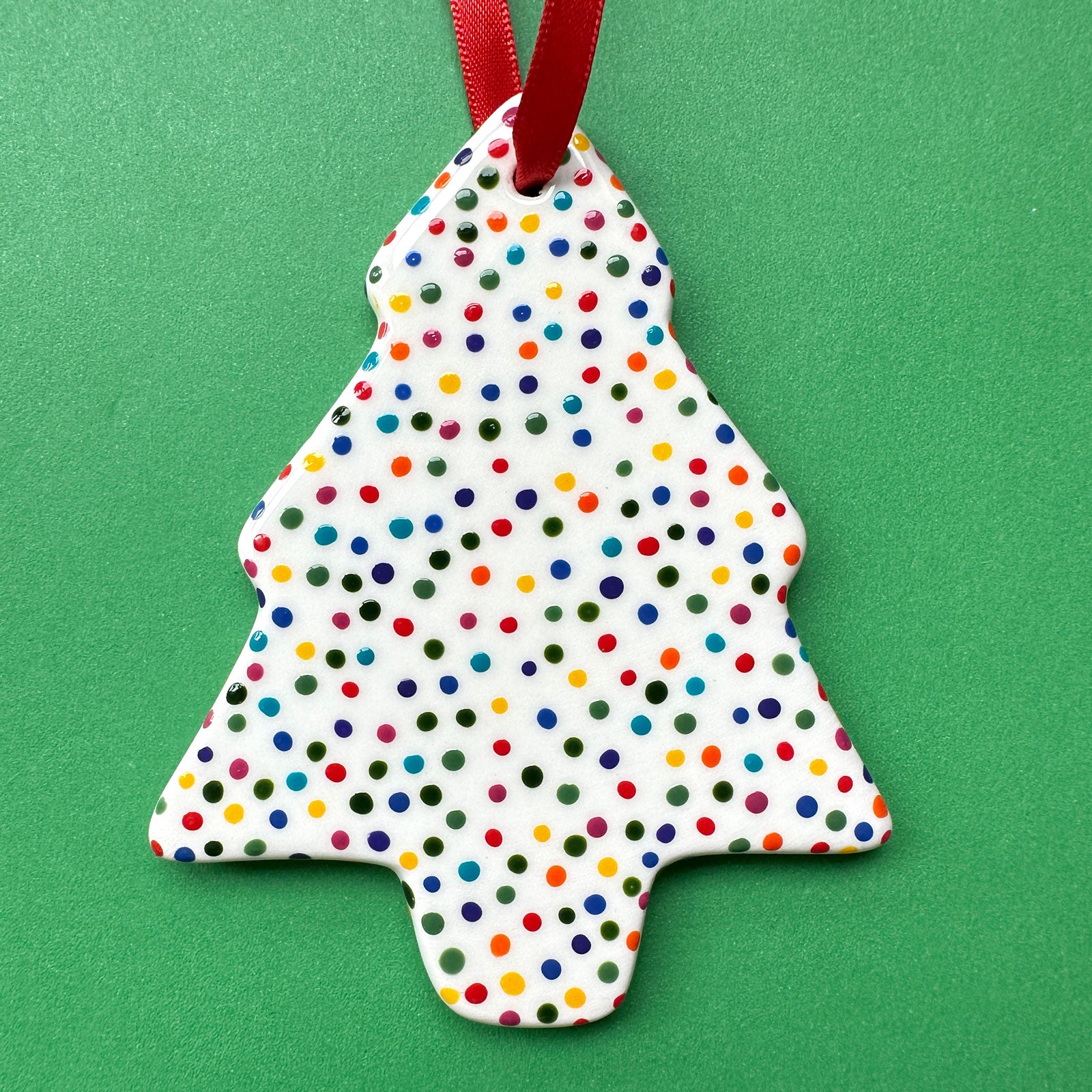 Rainbow Dot B - Hand Painted Tree Ornament