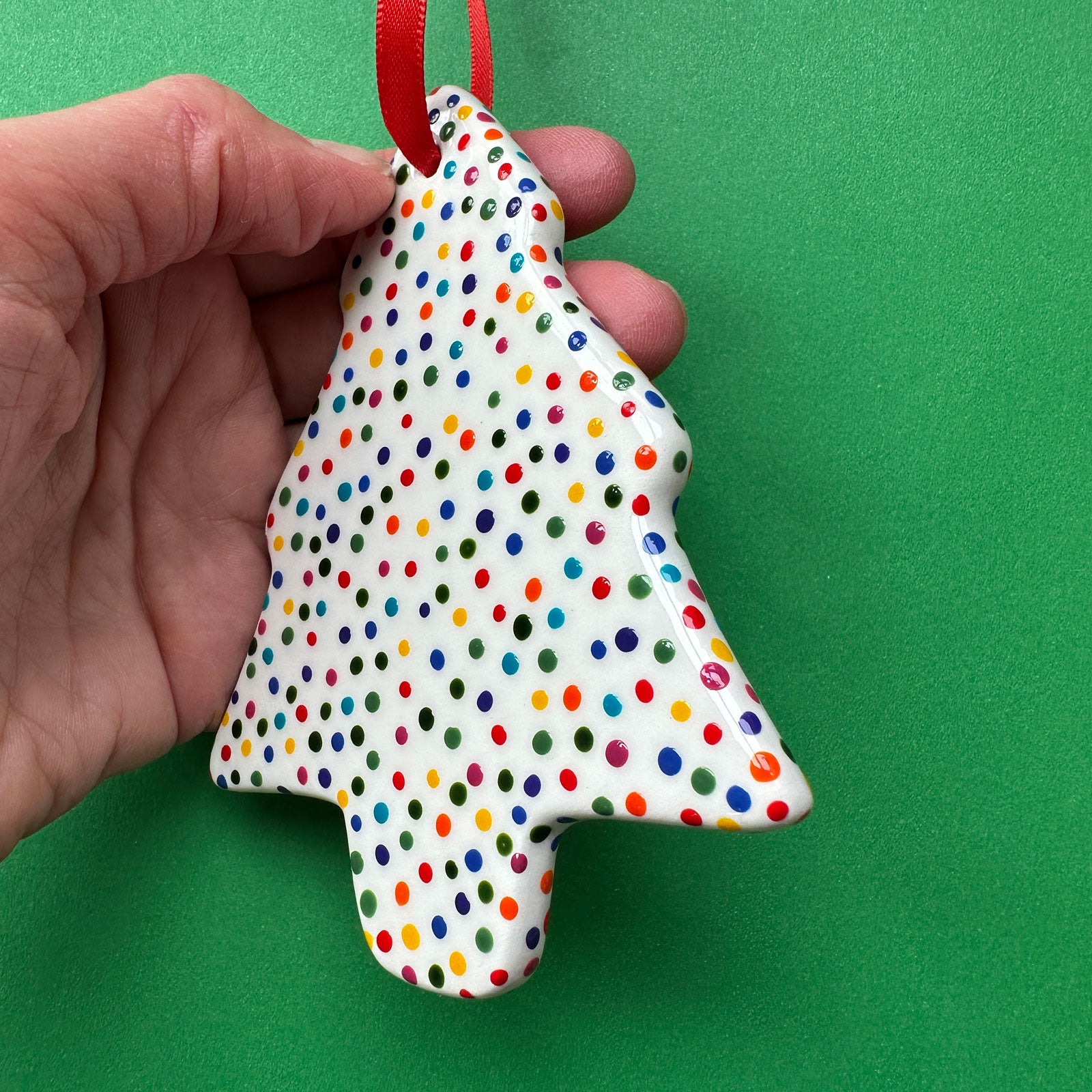 Rainbow Dot B - Hand Painted Tree Ornament