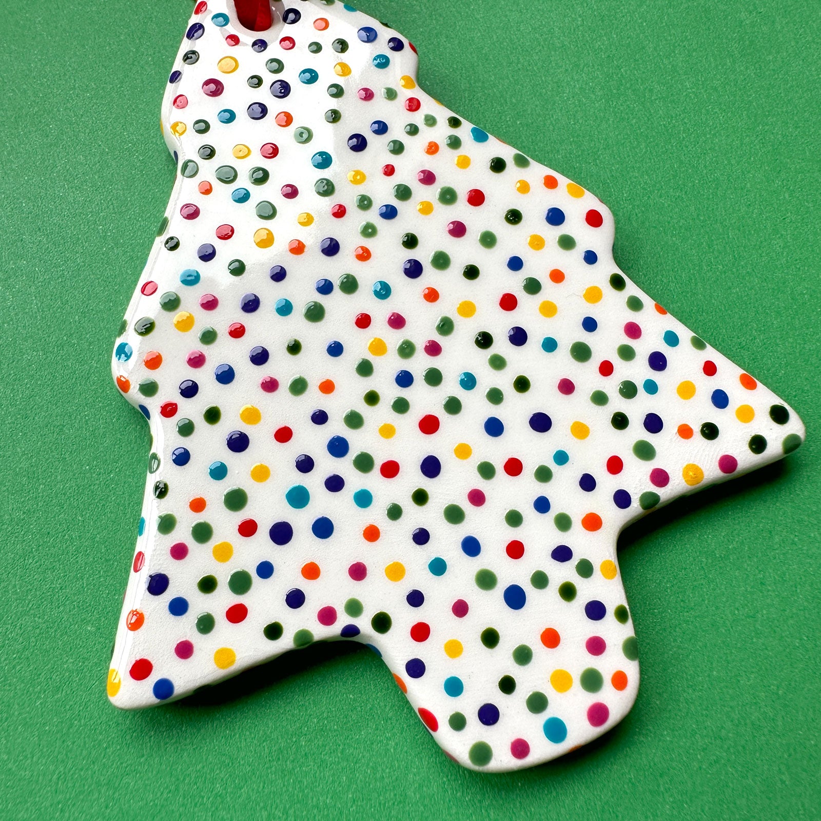 Rainbow Dot B - Hand Painted Tree Ornament