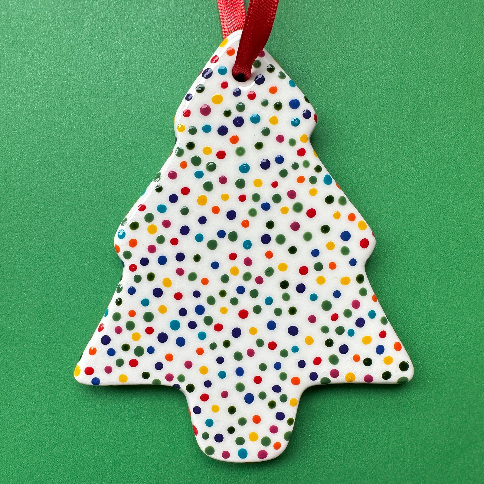 Rainbow Dot B - Hand Painted Tree Ornament