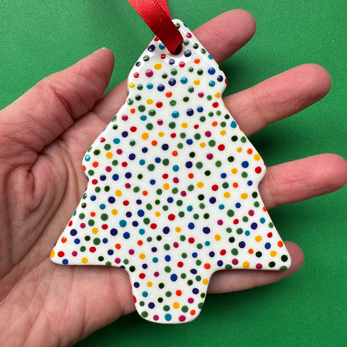 Rainbow Dot B - Hand Painted Tree Ornament