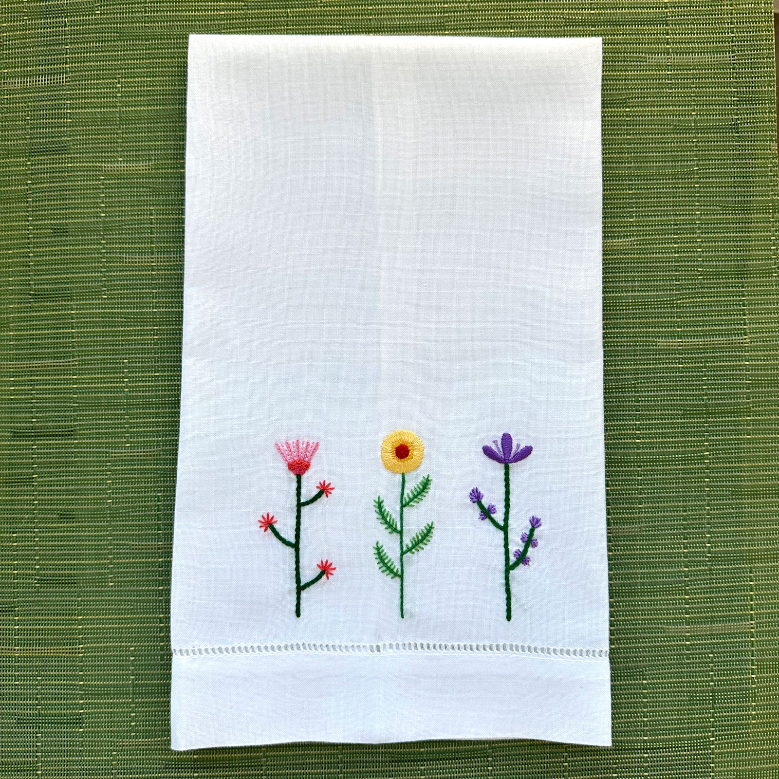 Embroidered Guest Towel - Floral Trio