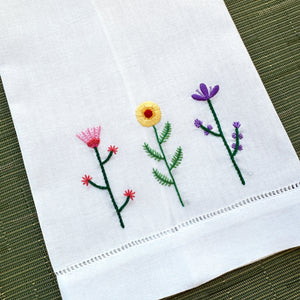Embroidered Guest Towel - Floral Trio