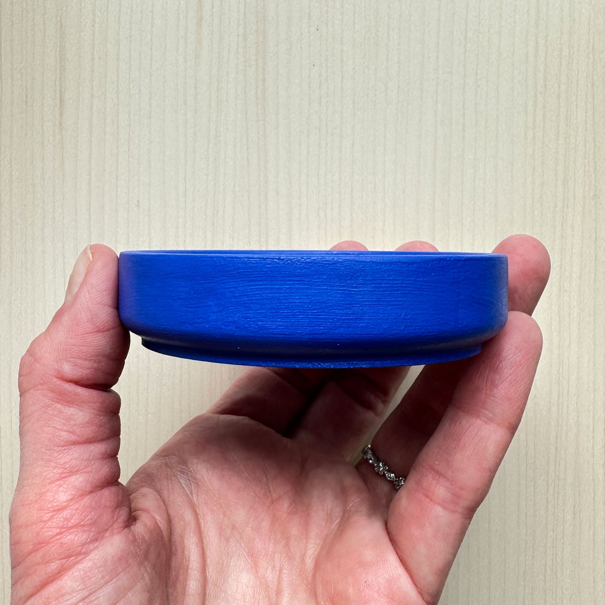 White Floral on Blue - Hand Painted Wood Dish