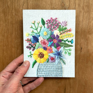 Hand Embroidered Photo Stationery - Floral Bouquet