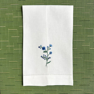 Embroidered Guest Towel - Blue Floral Motif
