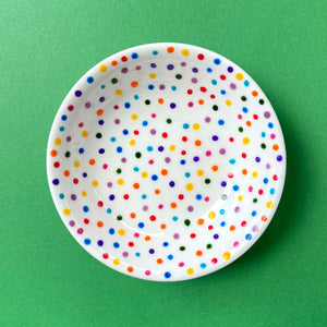 Rainbow Dot 10 - Hand Painted Porcelain Round Bowl