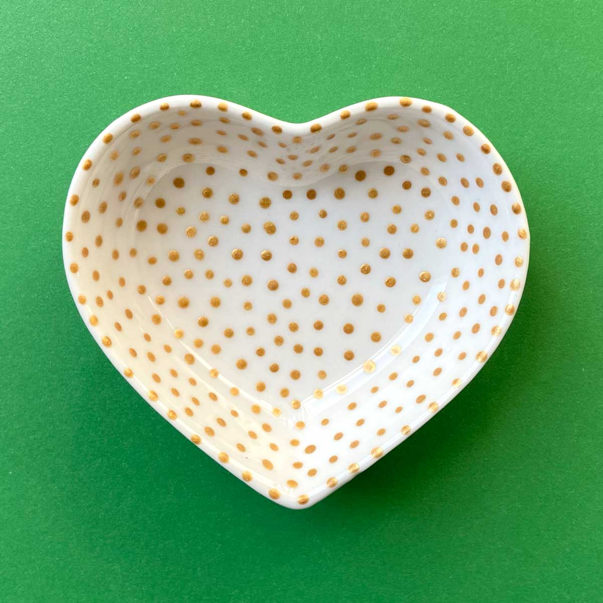 Gold Dot 10 - Hand Painted Porcelain Heart Bowl