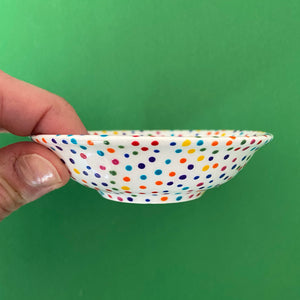 Rainbow Dot All Over 3 - Hand Painted Porcelain Round Bowl