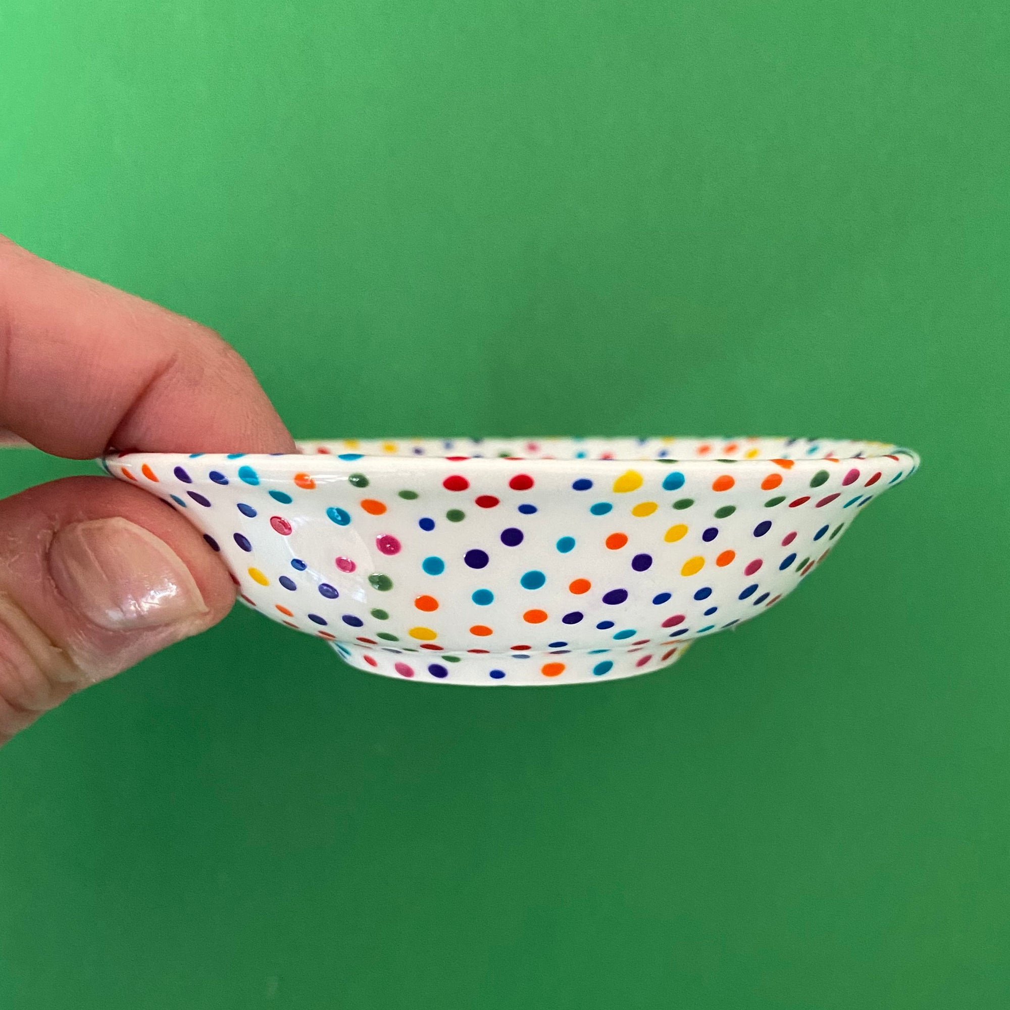 Rainbow Dot All Over 2 - Hand Painted Porcelain Round Bowl
