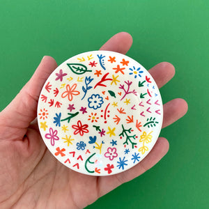 Small Rainbow Flowers 2 - Hand Painted Porcelain Round Bowl