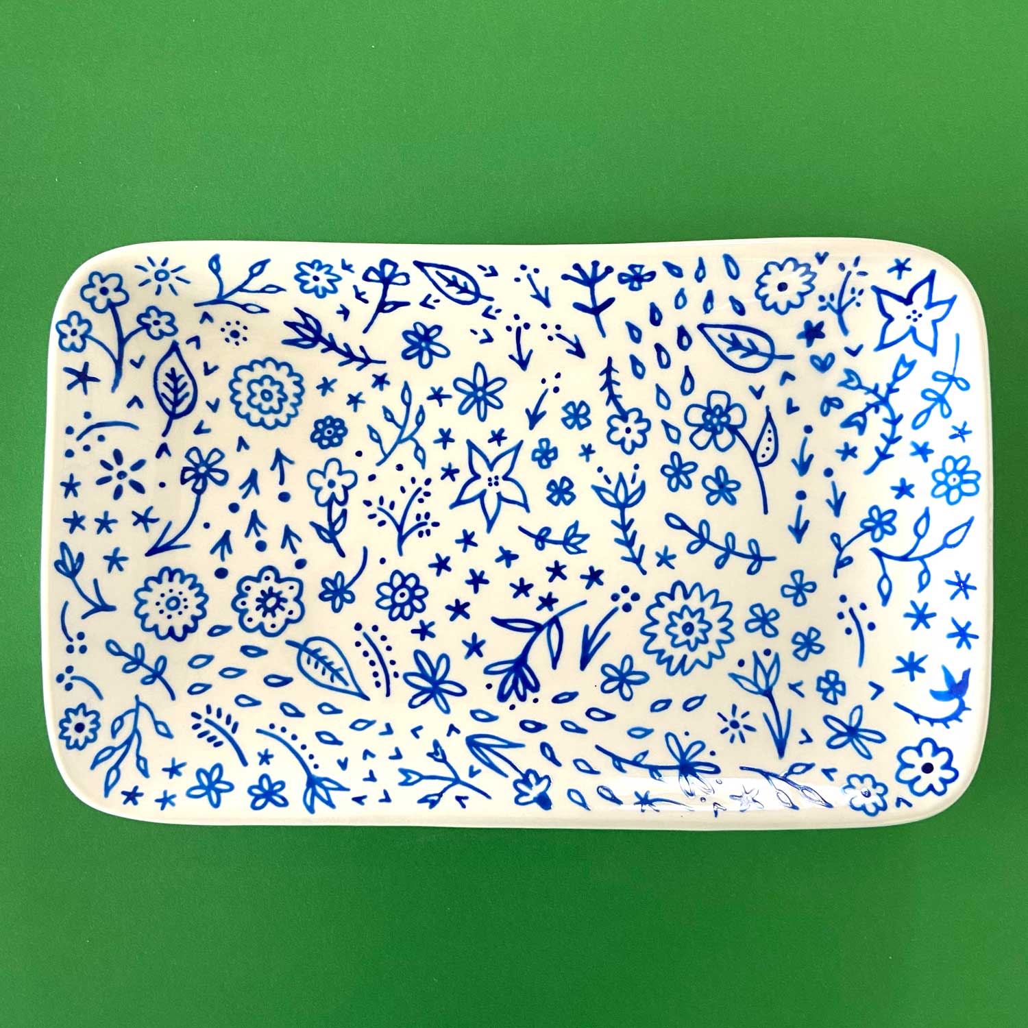 Blue Floral 16 - Hand Painted Porcelain Small Plate