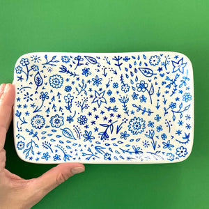 Blue Floral 16 - Hand Painted Porcelain Small Plate