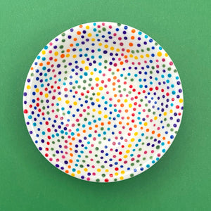 Rainbow Dots (All Over) 16 - Hand Painted Porcelain Round Bowl