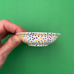 Rainbow Dots (All Over) 16 - Hand Painted Porcelain Round Bowl