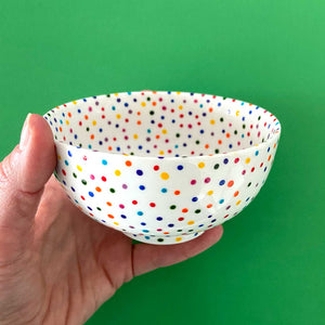 Rainbow Dot 18 - Hand Painted Porcelain Bowl