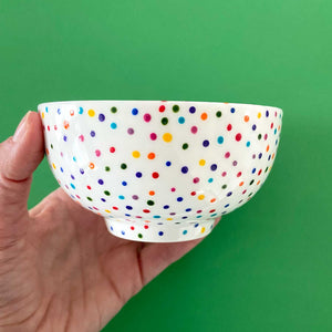 Rainbow Dot 18 - Hand Painted Porcelain Bowl