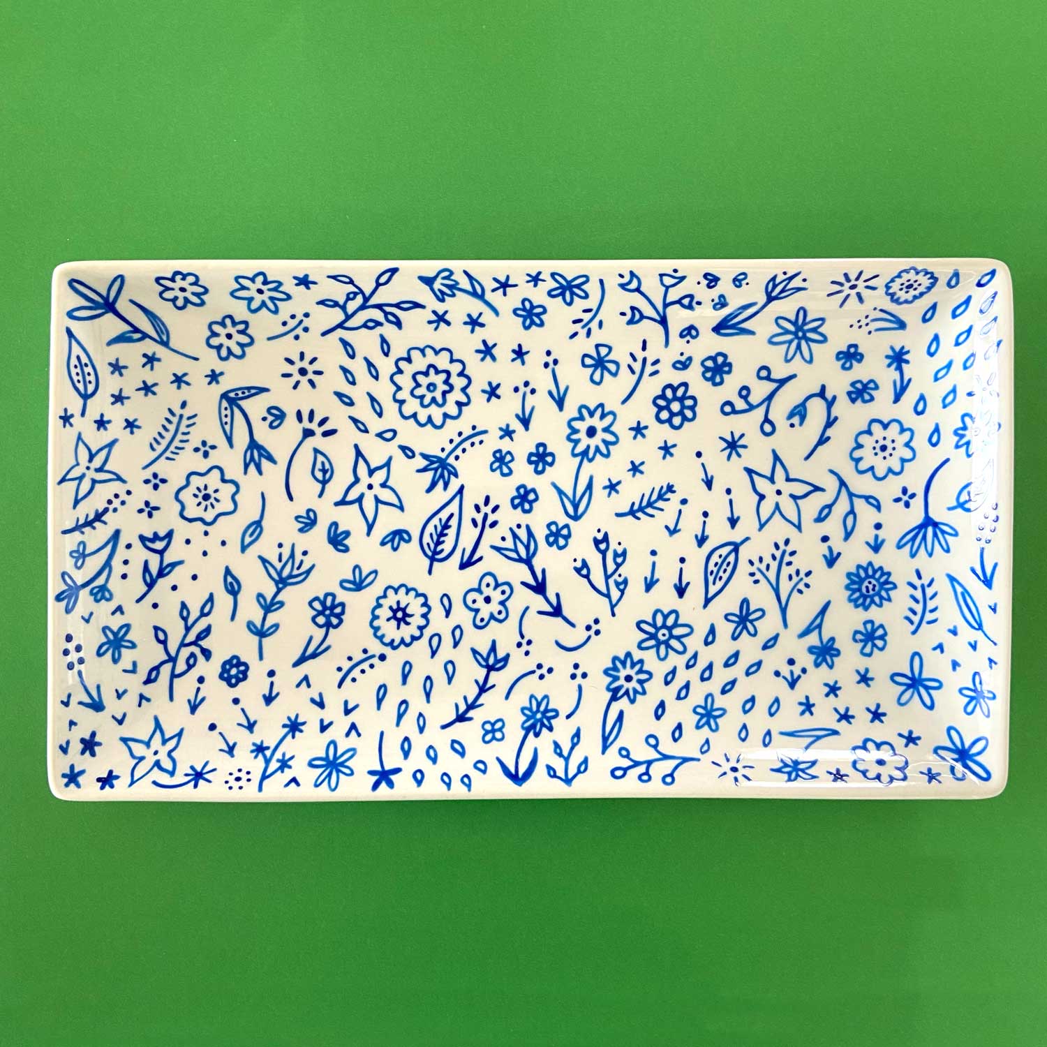 Blue Floral 19 - Hand Painted Porcelain Plate