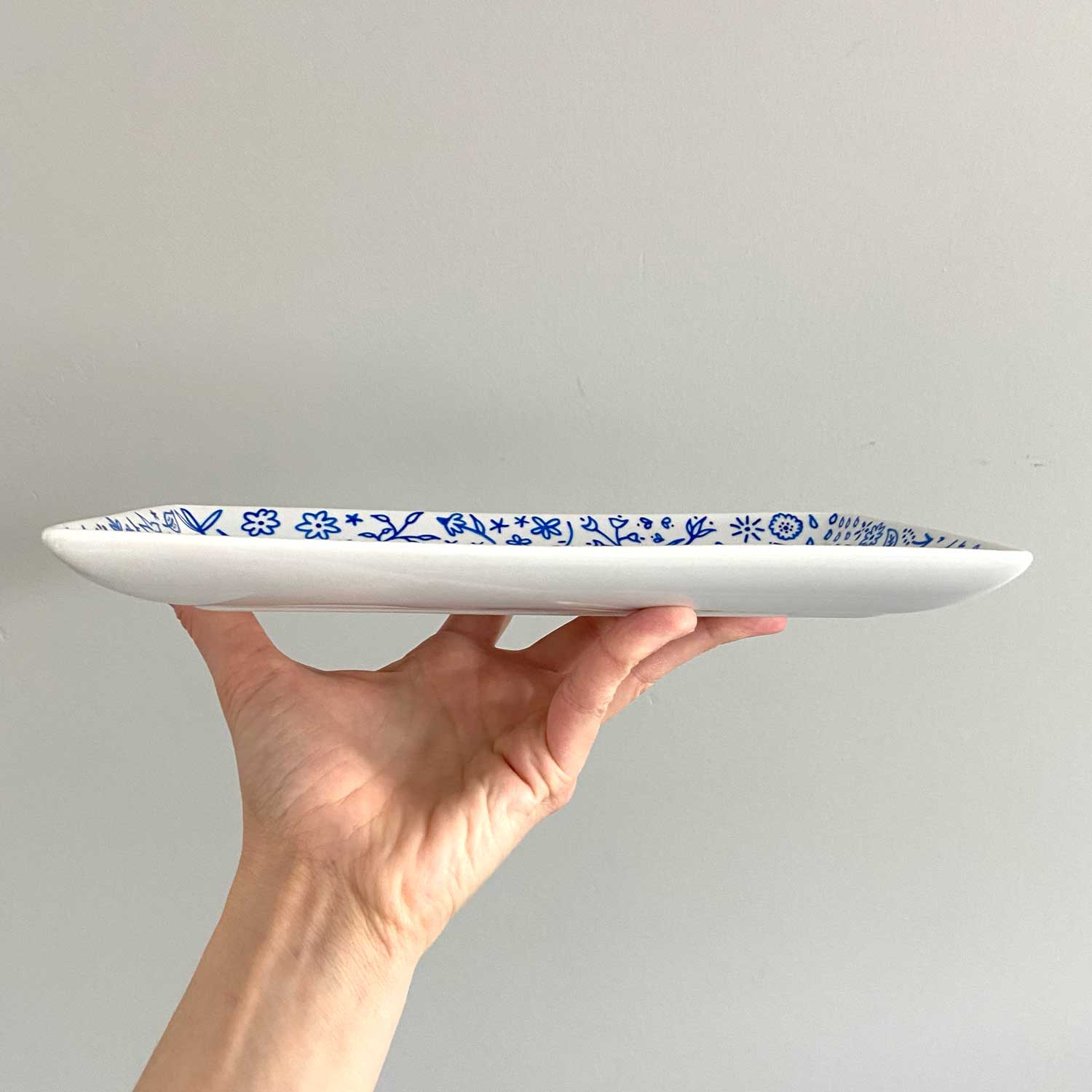 Blue Floral 19 - Hand Painted Porcelain Plate