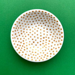 Gold Dots 1 - Hand Painted Porcelain Round Bowl
