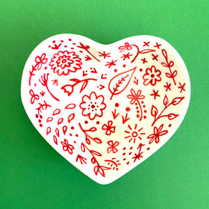 Red Floral - Hand Painted Porcelain Heart Bowl