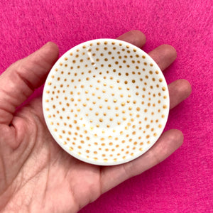 Gold Dots 1 - Hand Painted Porcelain Round Bowl