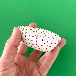 Pink, Red, and Purple Dots - Hand Painted Porcelain Heart Bowl