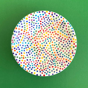 Rainbow Dots (All Over) 4 - Hand Painted Porcelain Round Bowl