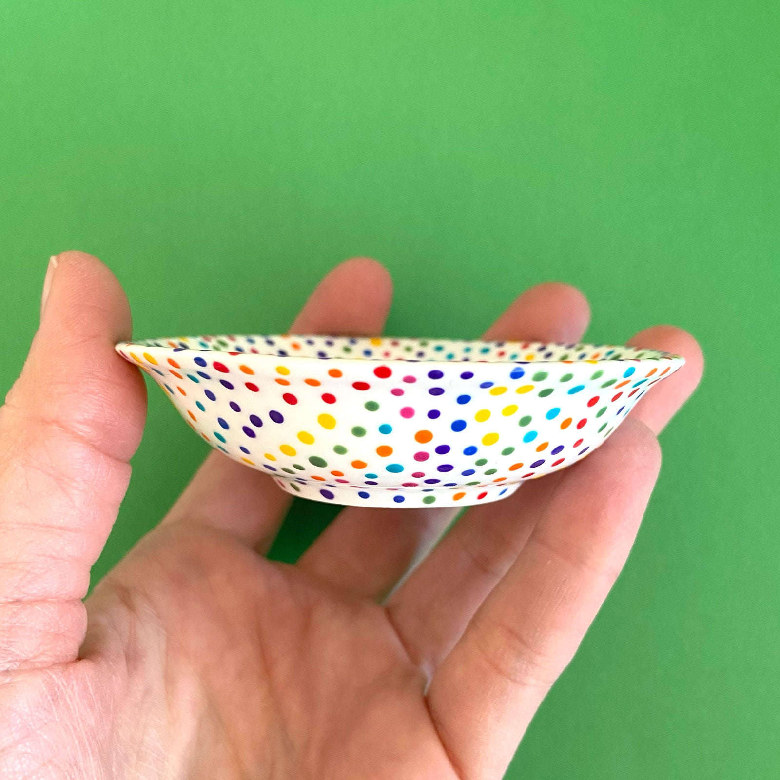 Rainbow Dots (All Over) 4 - Hand Painted Porcelain Round Bowl